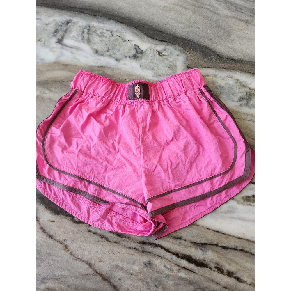 Free People Movement Varsity Blues Shorts Pink Brown Trim High Rise Small